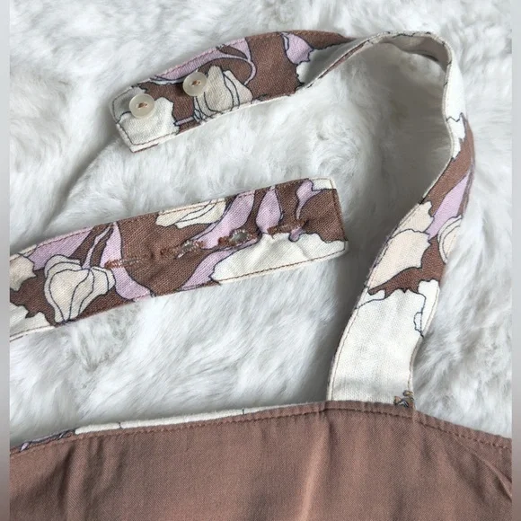 NWT A&F light brown floral print Halter Linen-Blend Mini Dress - Picture 8 of 12